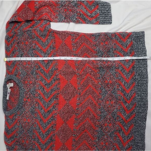 VINTAGE 90s oversized sweater red printed grandpa‎ unisex M - Picture 6 of 6
